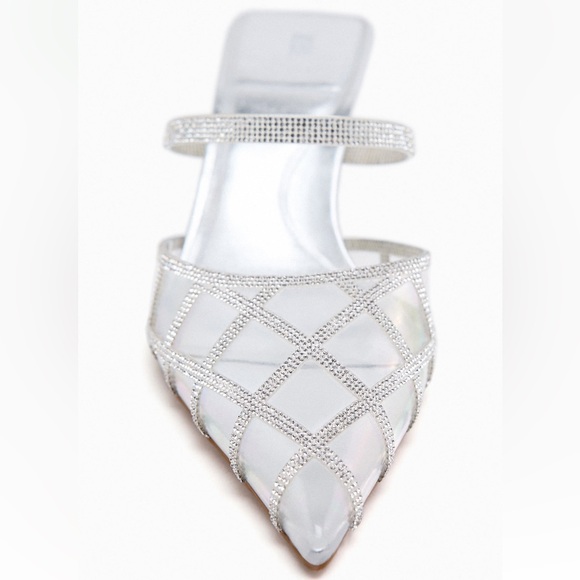 Zara RHINESTONE VINYL MULES. Silver. Size 7.5. New with Tags. - Picture 5 of 5